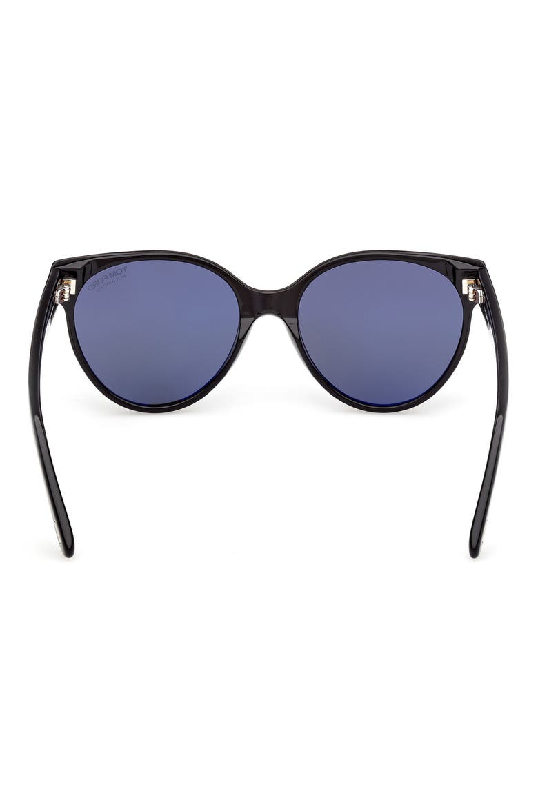Tallulah 56mm Polarized Round Sunglasses, Alternate, color, BLACK / POLARIZED SMOKE LENS