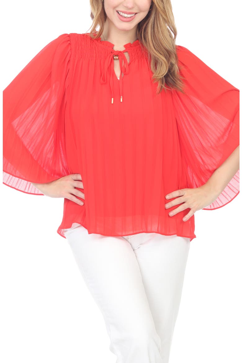 Pleated Top, Main, color, POPPY RED