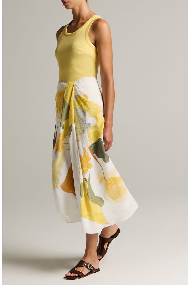 Abstract Draped Midi Skirt, Alternate, color, OFF WHITE/SUN