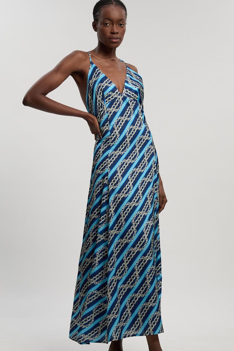 Chain Print Maxi Dress, Alternate, color, Multi