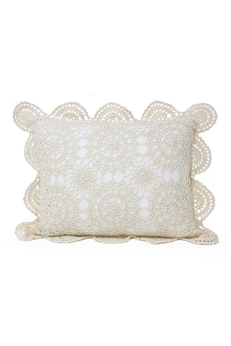 Decorative Crochet Accent Pillow, Main, color, IVORY