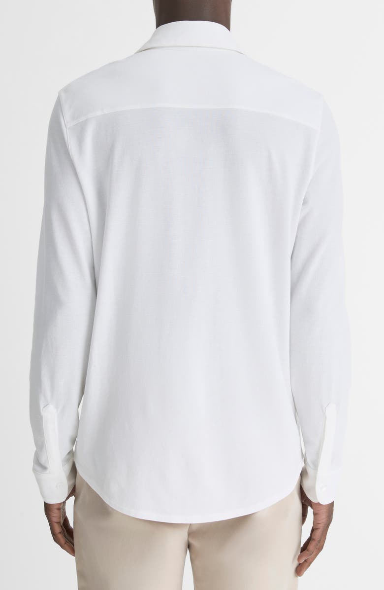 Cotton Piqué Knit Button-Up Shirt