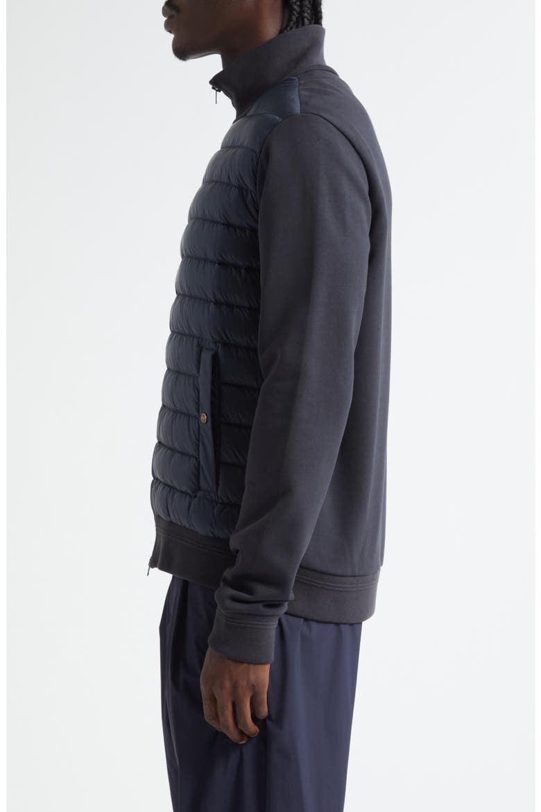 Cotton Knit & Quilted Down Jacket, Alternate, color, BLUE NAVY