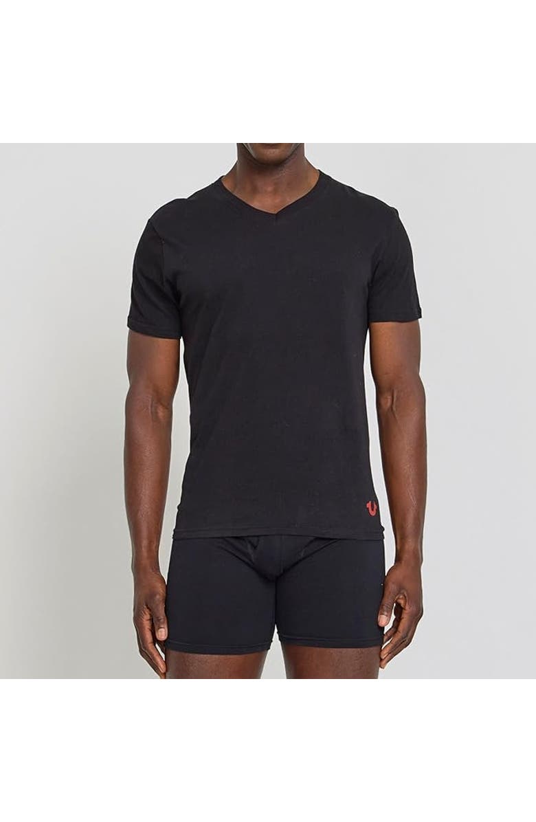 True Religion V-Neck Undershirts 4 Pack, Alternate, color, Black