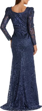 Mac Duggal Embroidered Applique Shoulder Detail Trumpet Gown