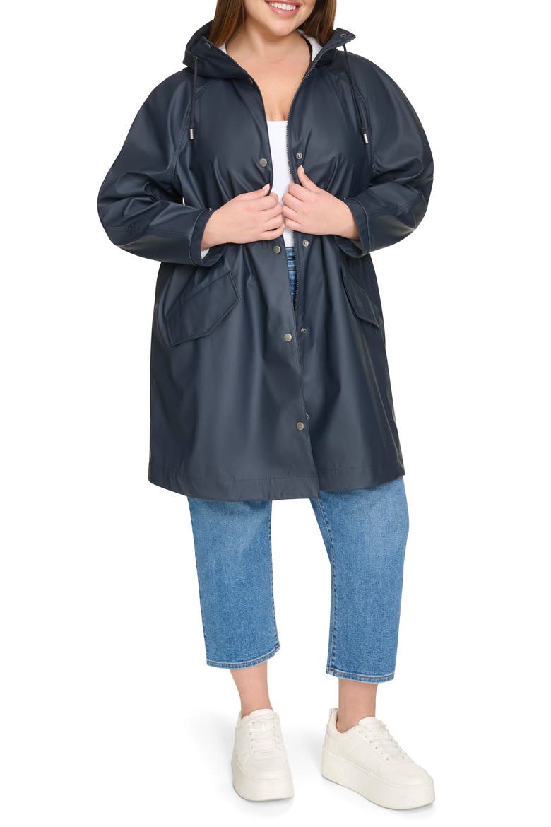 Water Resistant Hooded Raincoat, Alternate, color, NAVY