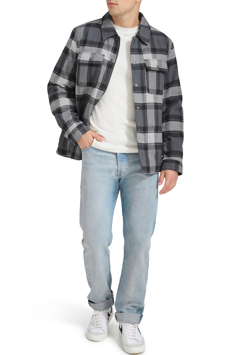 Levi's Quilt Lined Cotton Shacket, Alternate, color, Grey/ Black/ White Multi