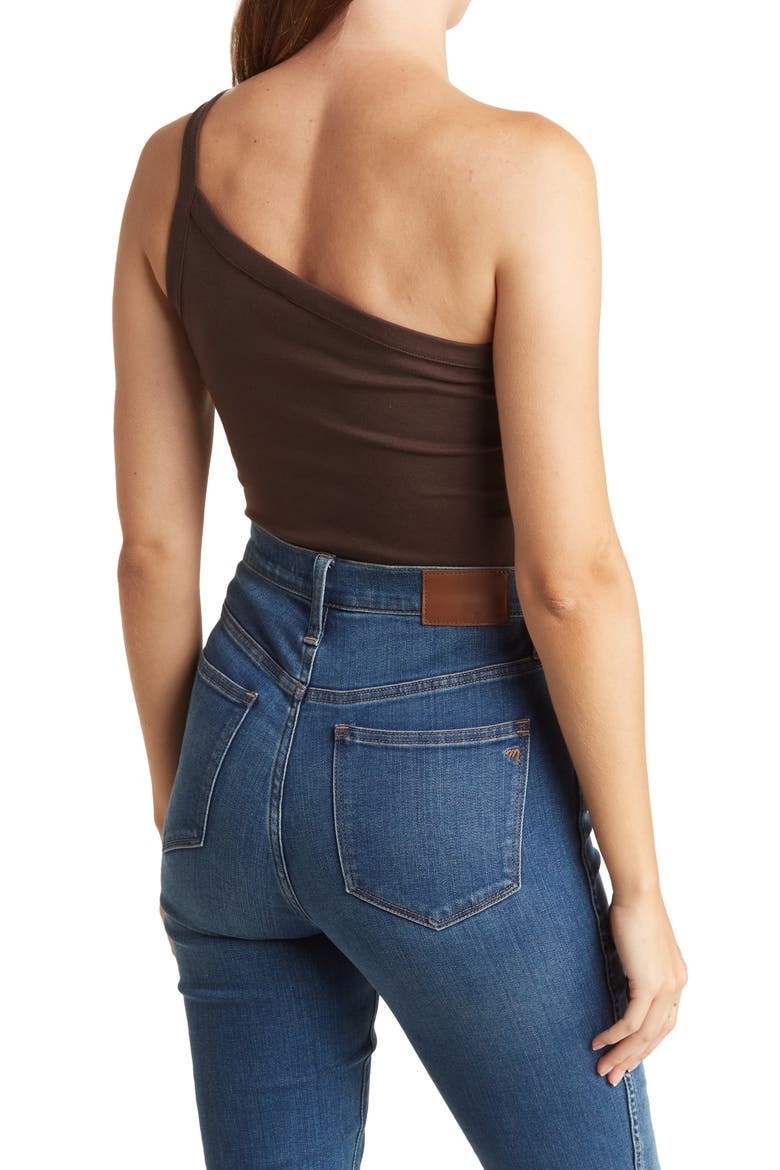 One Shoulder Knit Bodysuit, Alternate, color, BROWN JAVA