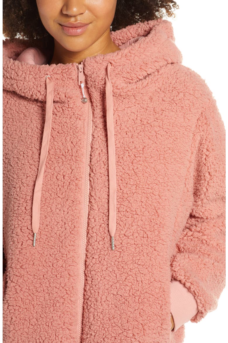 Farrah Hooded Fleece Jacket, Alternate, color, PINK ROSETTE