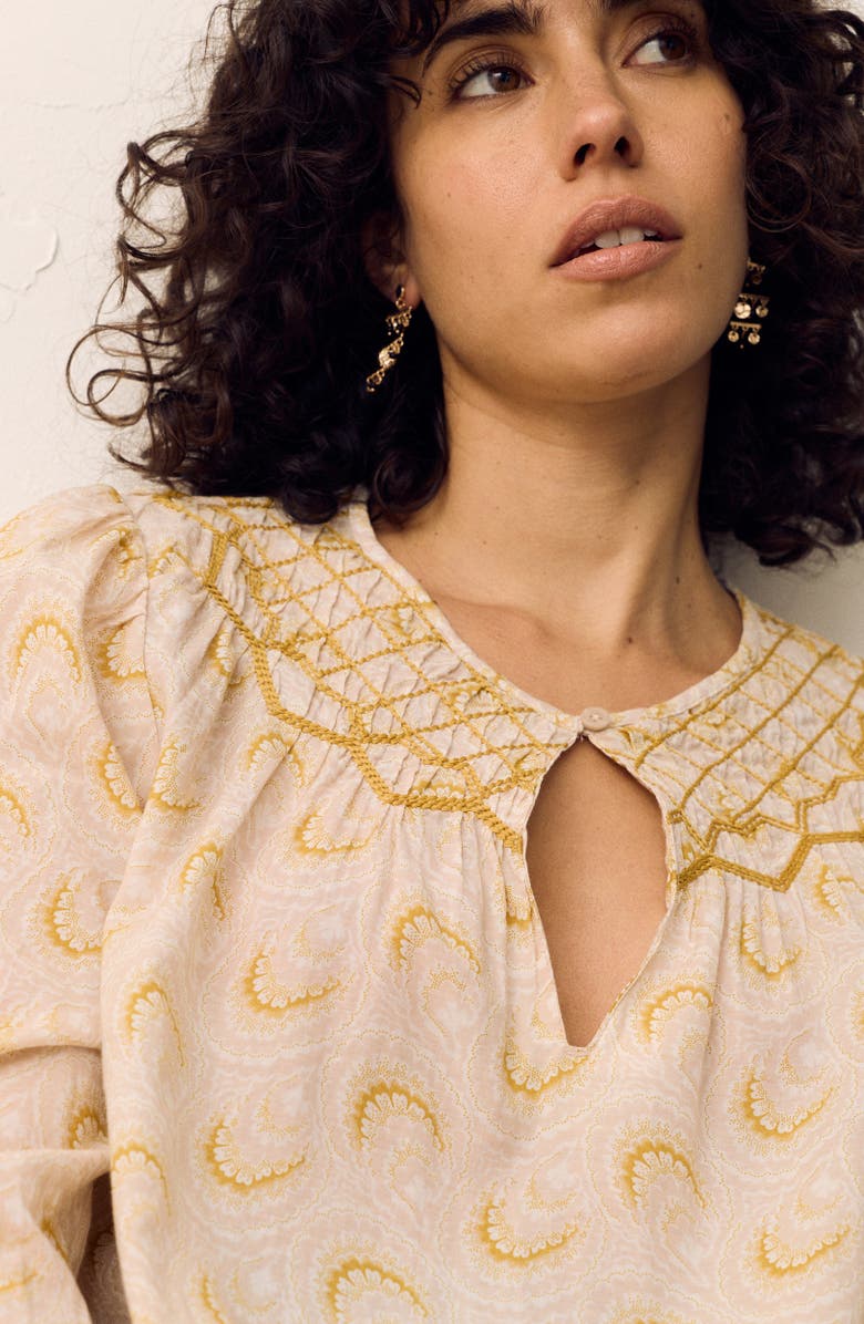 PER UNA BY M&S Embroidered Yoke Blouse, Alternate, color, Yellow/ Multi