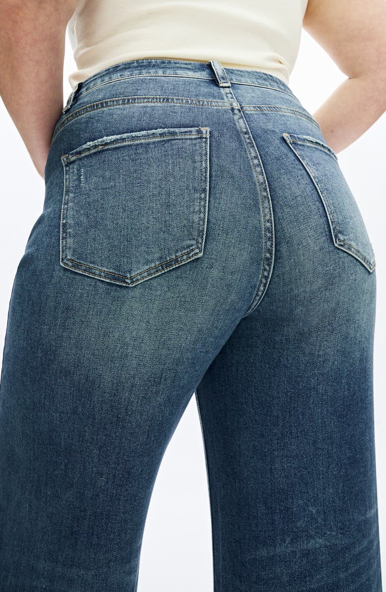 Bayeas High Waist Raw Hem Wide Leg Jeans, Alternate, color, Medium Blue