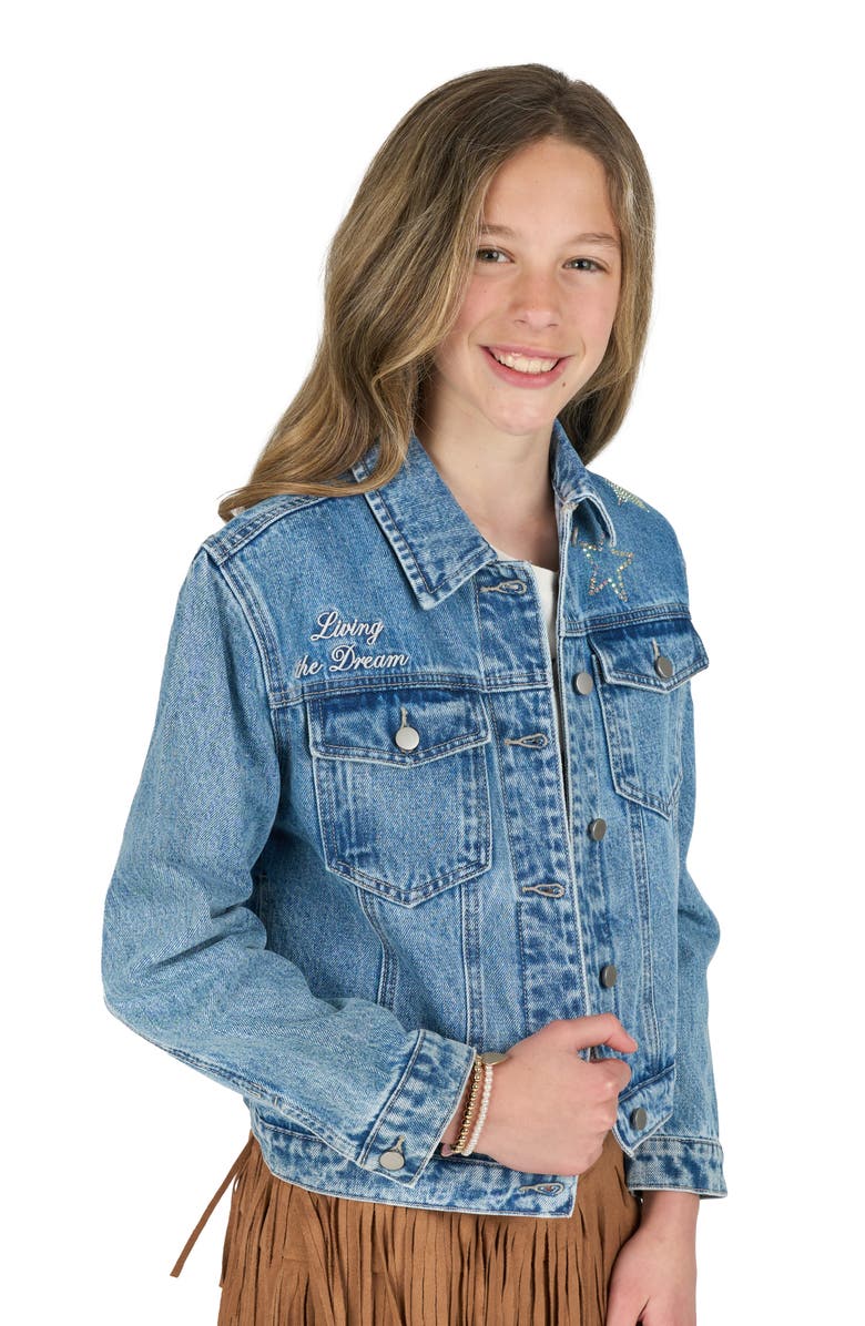 Rare Editions Kids' Embellished Denim Jacket, Alternate, color, Blue