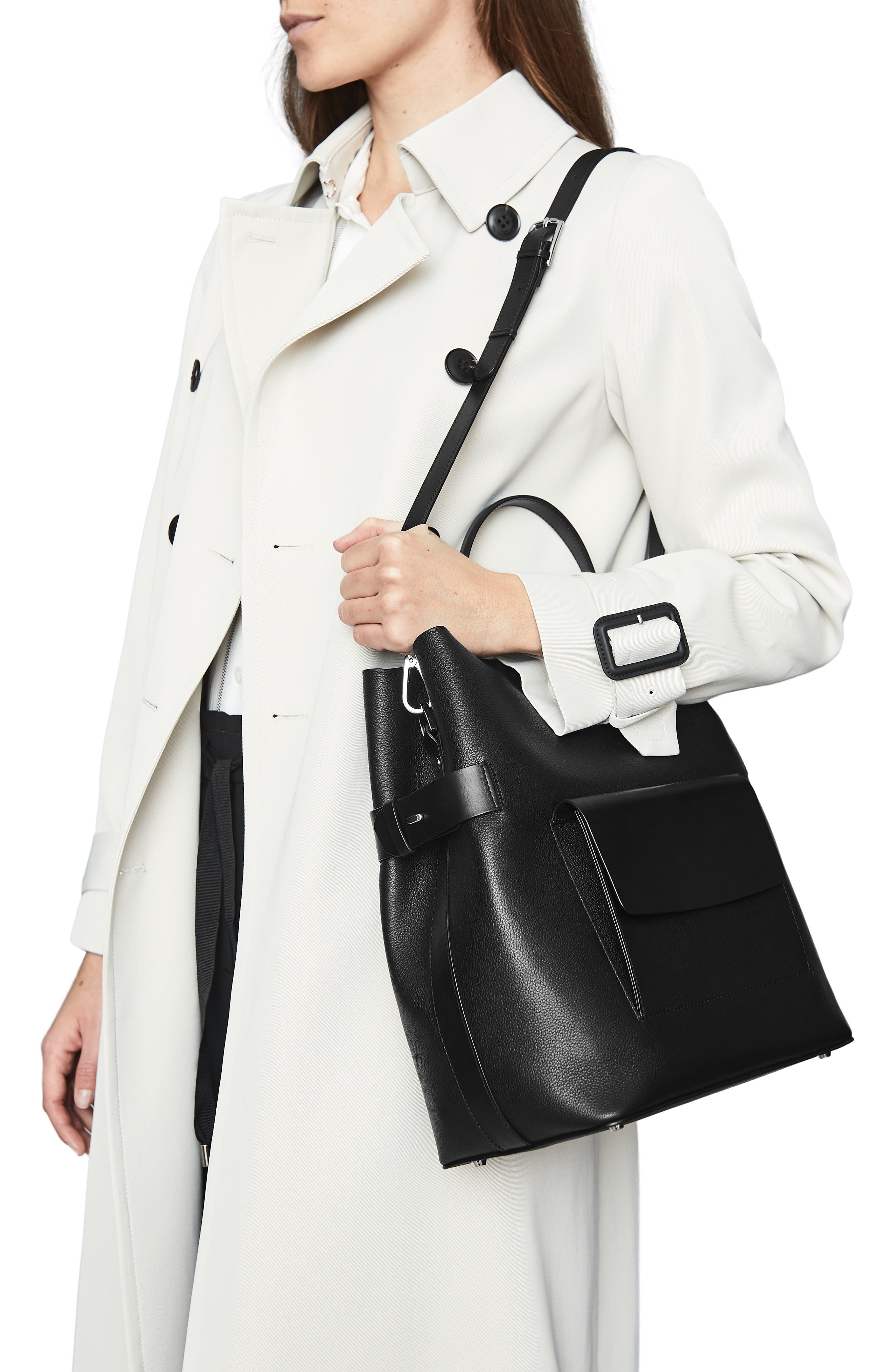 Reiss Freya Leather Bucket Bag, Alternate, color, 