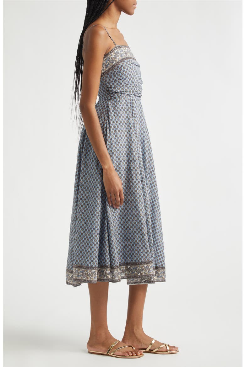 Lana Ruched Medallion & Paisley Print Midi Dress, Alternate, color, BLUE JAY MULTI