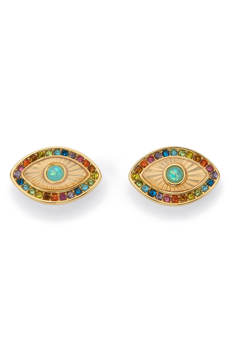 Kurt Geiger London Rainbow Eye Stud Earrings, Main, color, Gold/ Multi