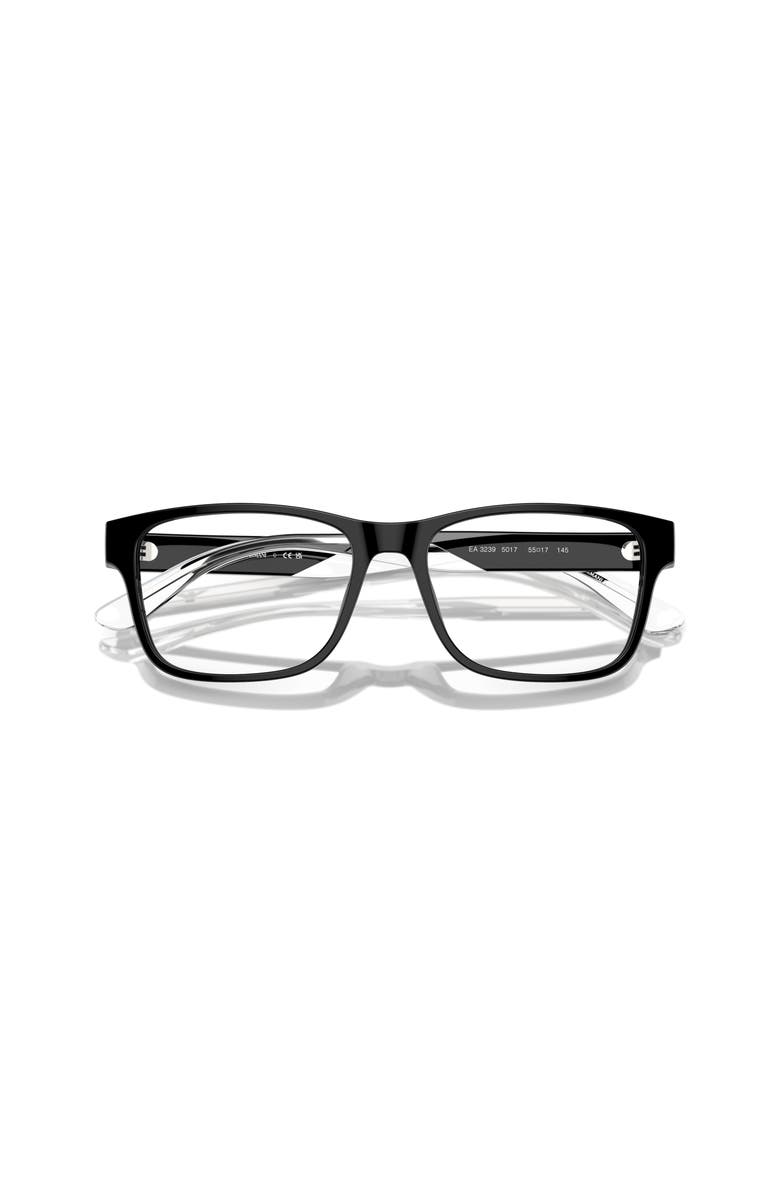 Emporio Armani 53mm Rectangle optical glasses, Alternate, color, Black