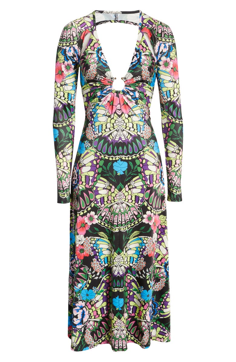 AFRM Meena Floral Long Sleeve Plunge Neck Dress, Alternate, color, 