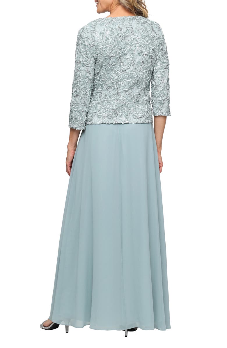 Alex Evenings Embellished Empire Waist Gown with Soutache Jacket, Alternate, color, 