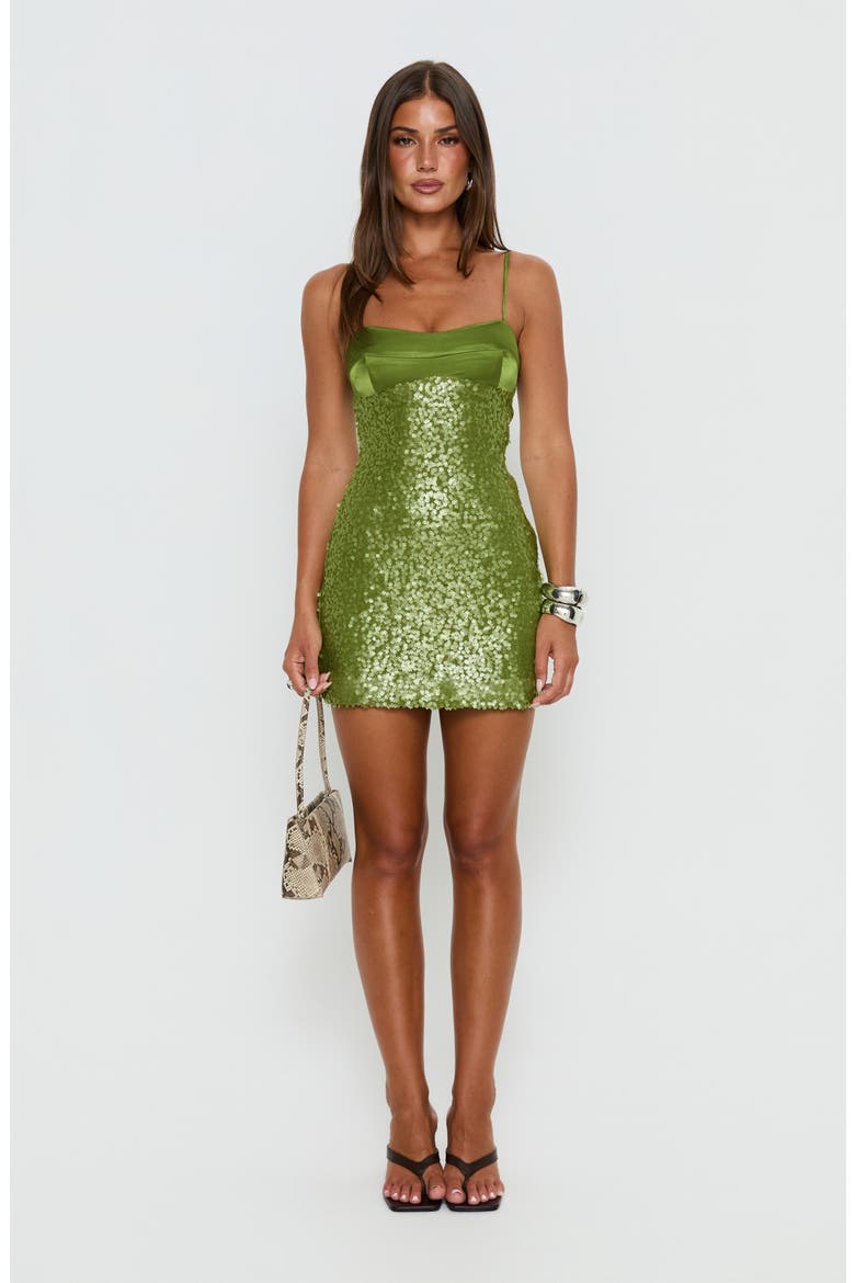 Alishia Sequin Satin Cocktail Minidress, Alternate, color, GREEN