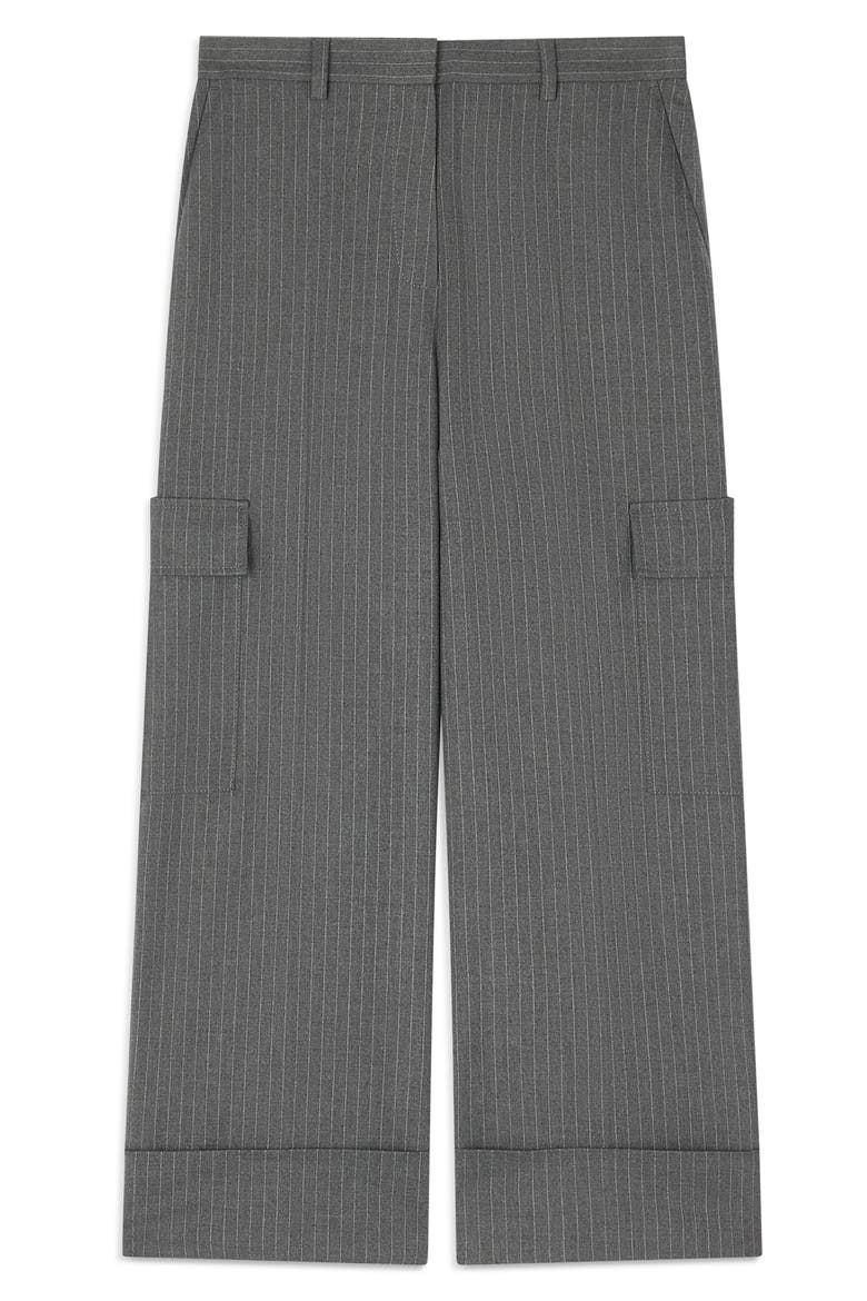 Rosalind Pinstripe Crop Cargo Pants, Alternate, color, GREY MELANGE