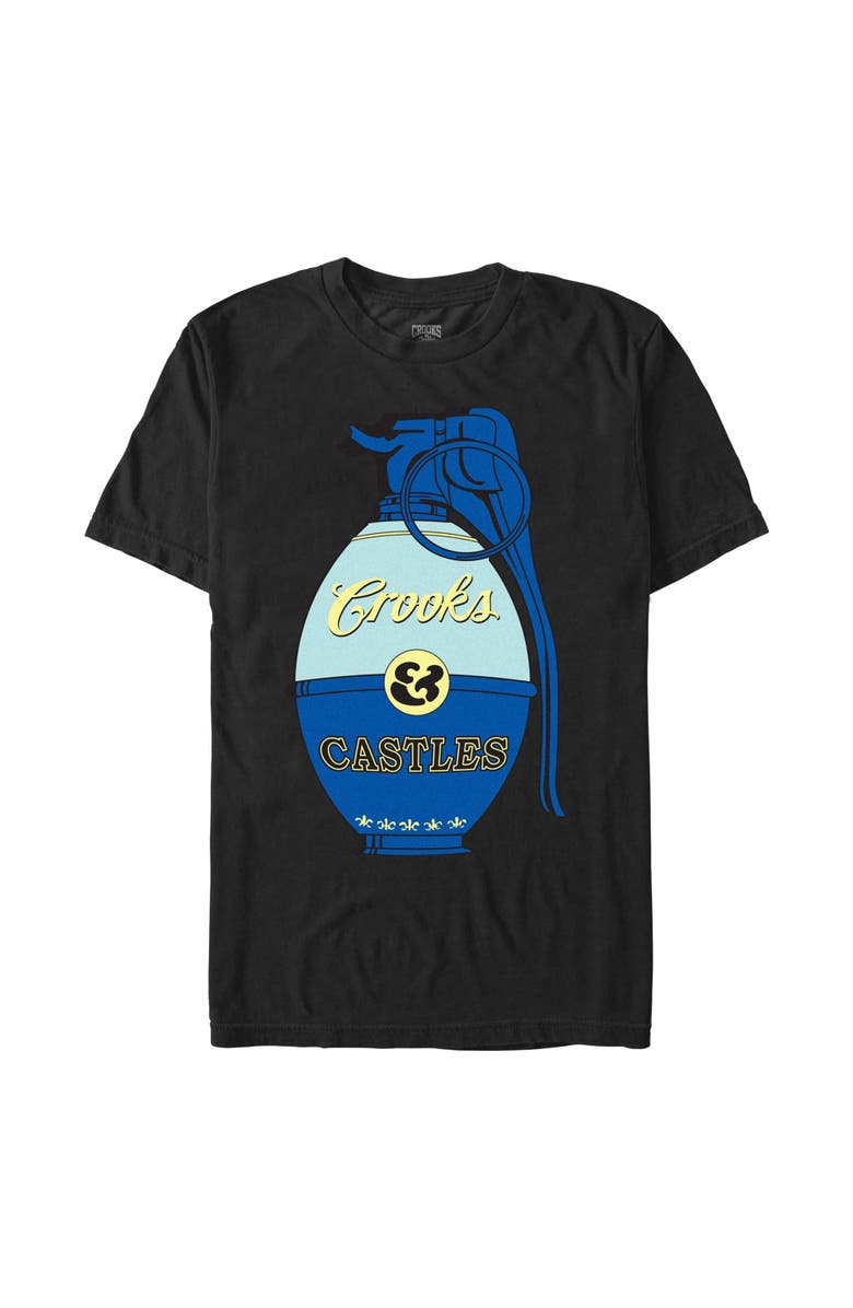 Crooks & Castles Men's Crooks & Castles Blue Grenade Graphic T-Shirt, Main, color, Black