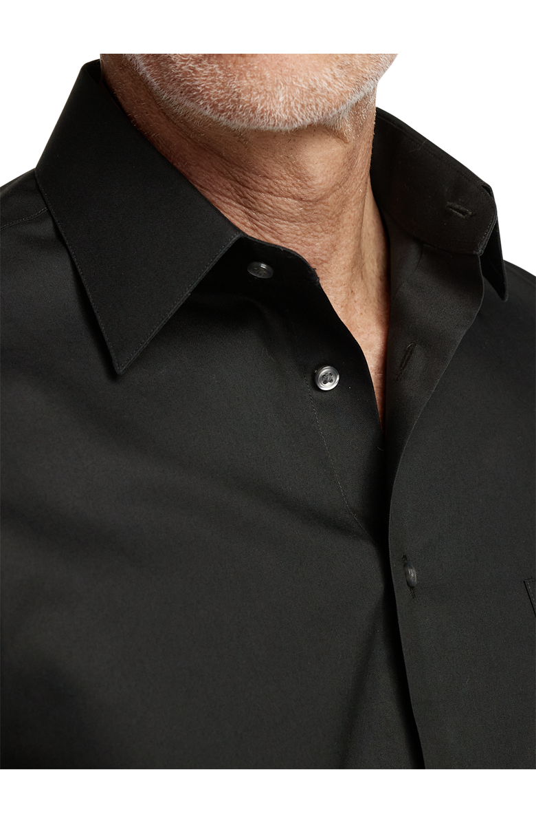 Paul Fredrick Slim Fit Non-iron Cotton Pinpoint Solid Point Collar Dress Shirt, Alternate, color, Black