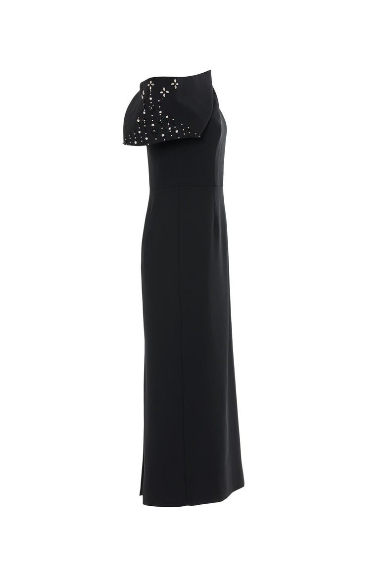 Women's Long Dress with Bead Embroidery, Alternate, color, Black