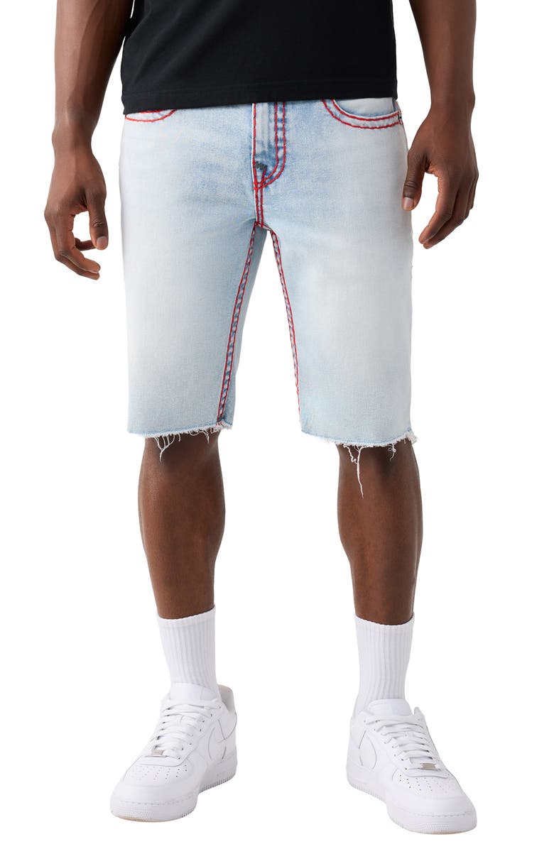 True Religion Ricky Super T Flap Cutoff Denim Shorts, Main, color, Coastline Ash Light Wash