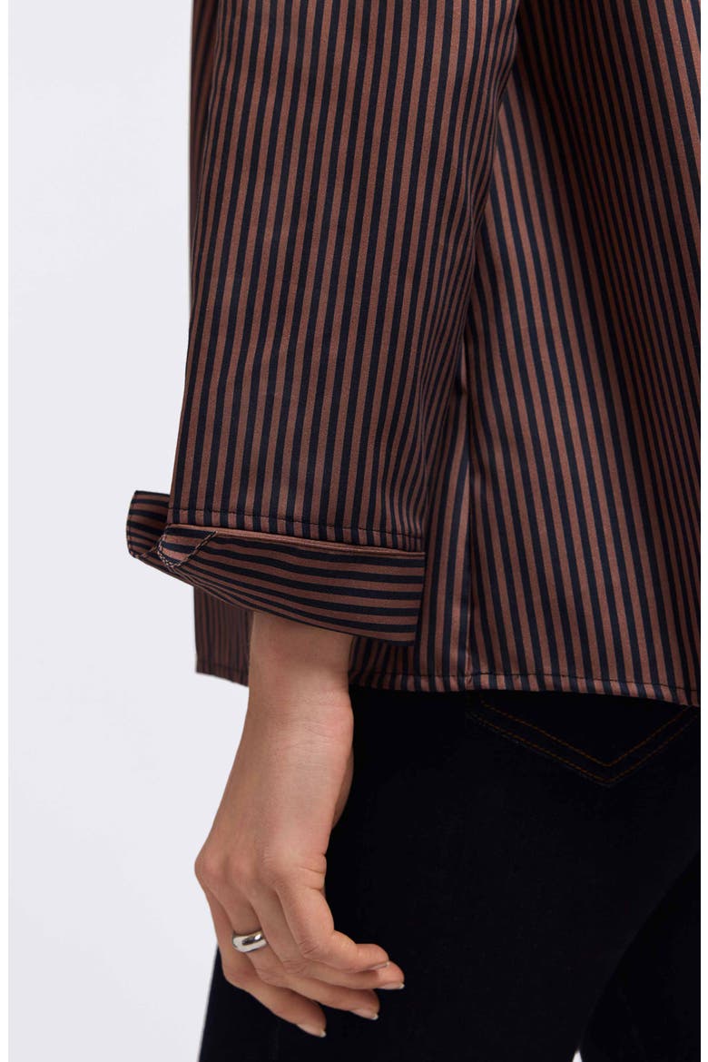 Agnes Floral Stripe Cotton Poplin Popover Top, Alternate, color, BROWN MULTI