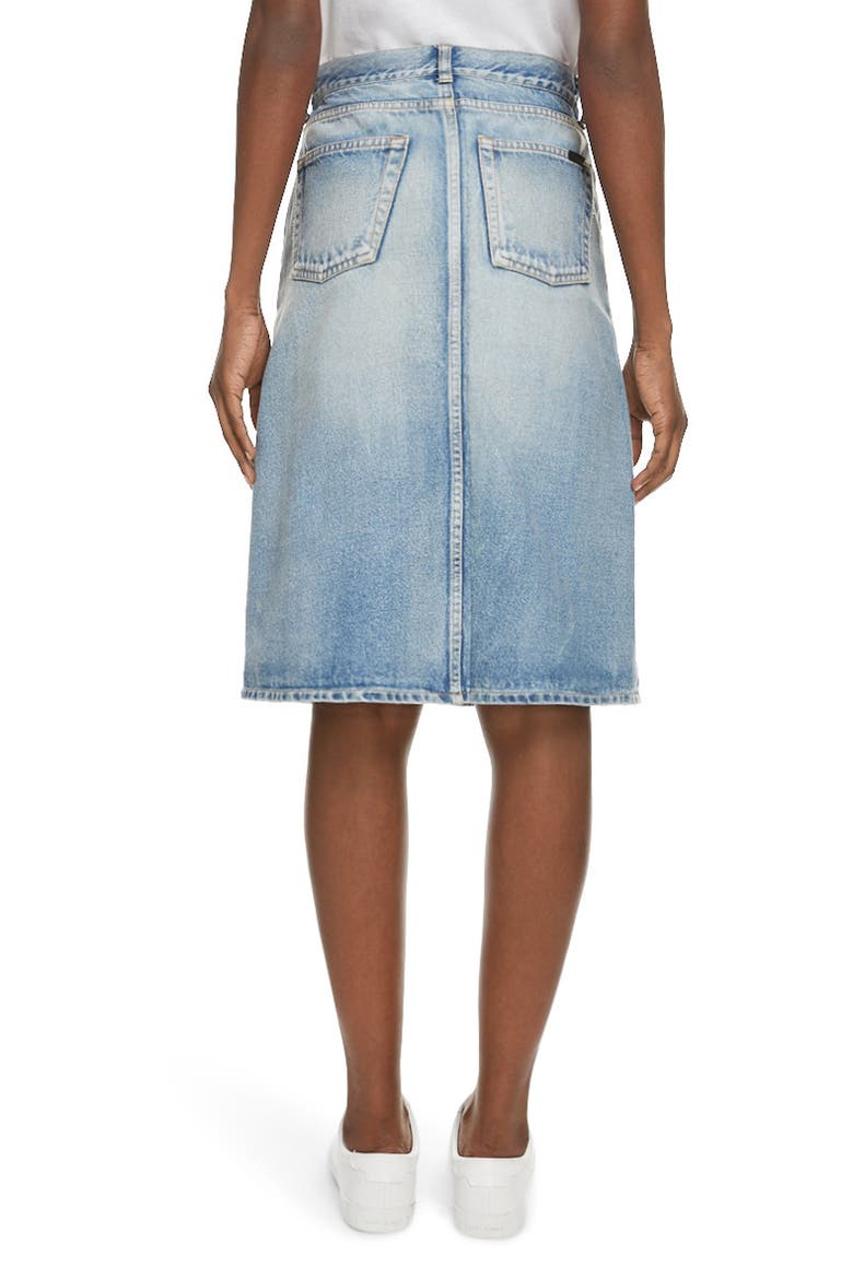 Knee Length Denim Skirt, Alternate, color, SANTA MONICA BLUE