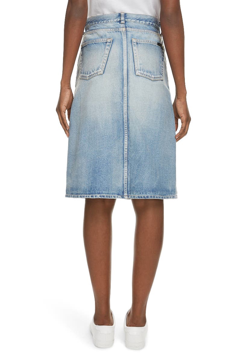 Saint Laurent Knee Length Denim Skirt, Alternate, color,