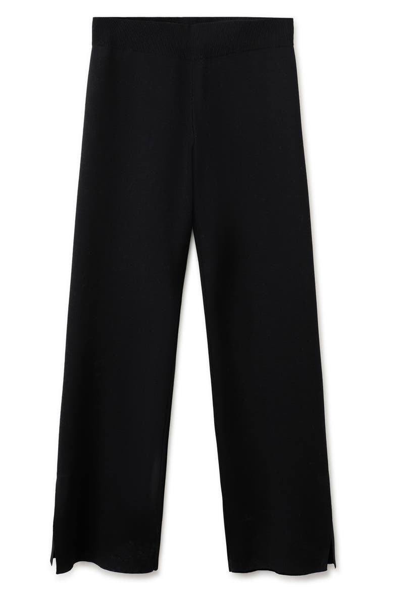 Side Slit Knit Pants, Main, color, BLACK