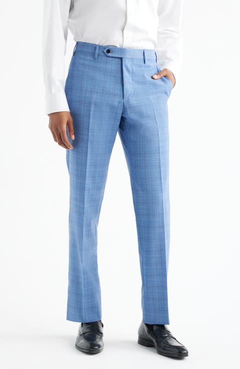 Parker Flat Front Plaid Wool Dress Pants (Regular & Big)