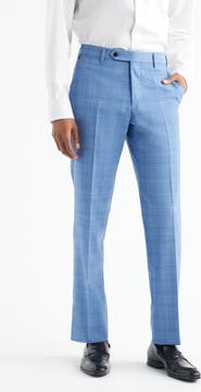 Zanella Parker Flat Front Plaid Wool Dress Pants
