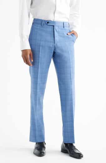 Parker Flat Front Plaid Wool Dress Pants