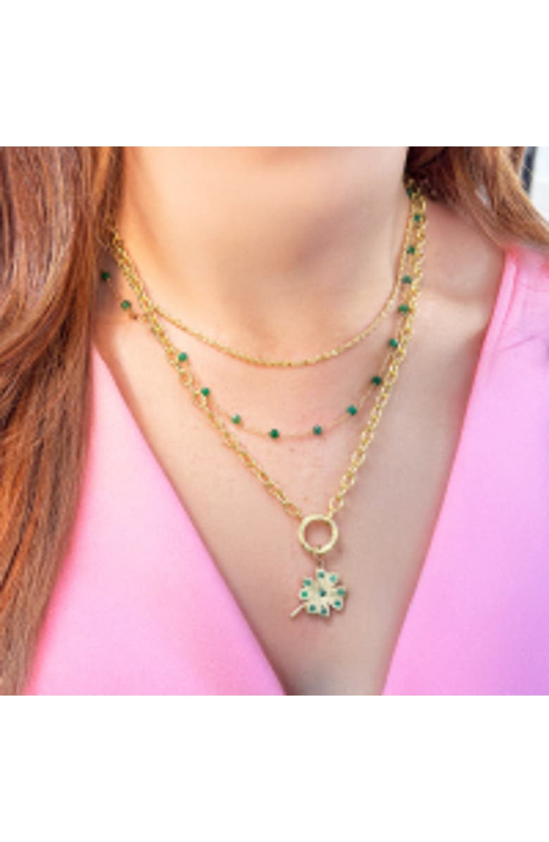 The Lovery Fine Jewelry Emerald Bead Chain Necklace, Alternate, color, Emerald