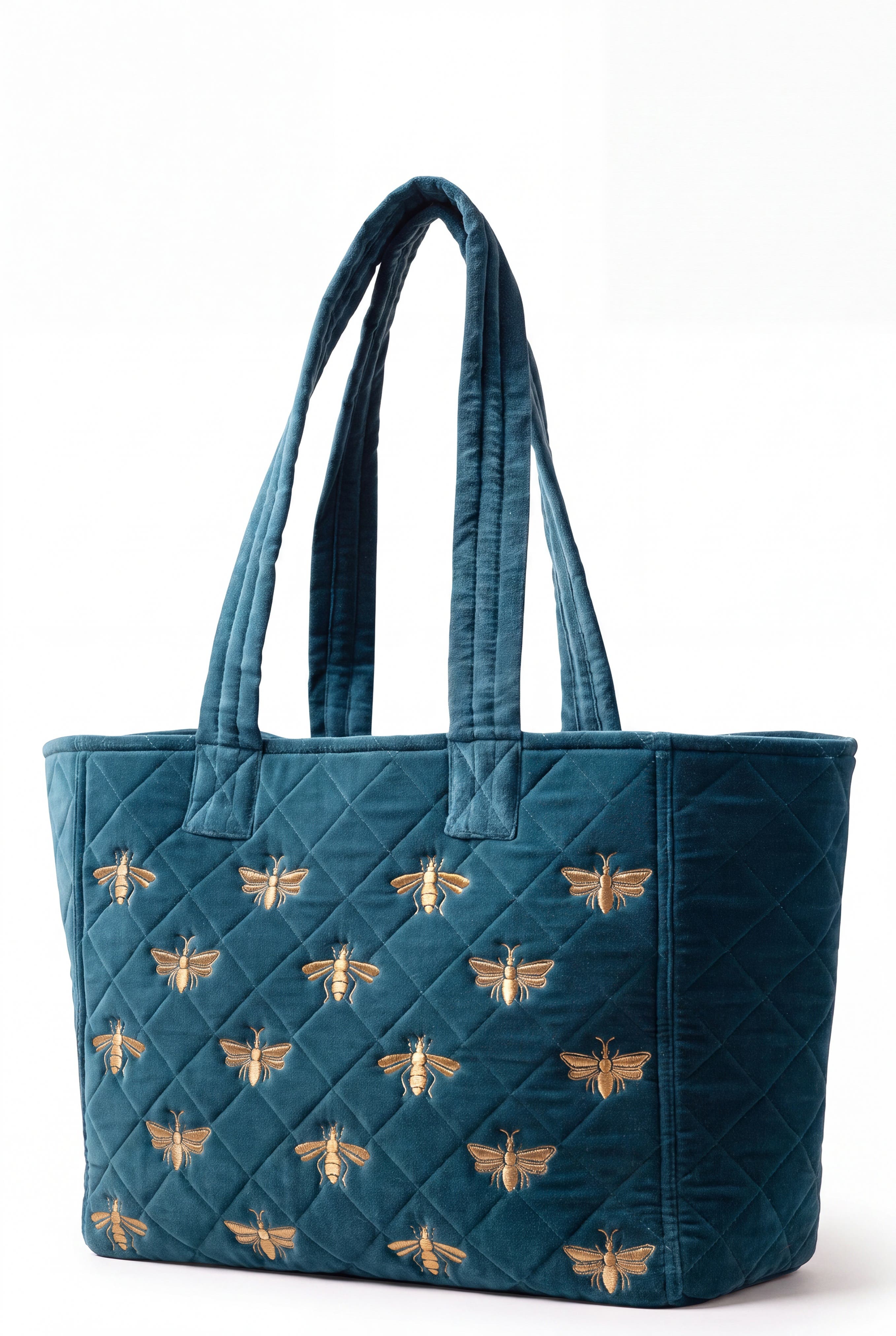 Honey Bee Velvet Tote, Alternate, color, Rich Blue