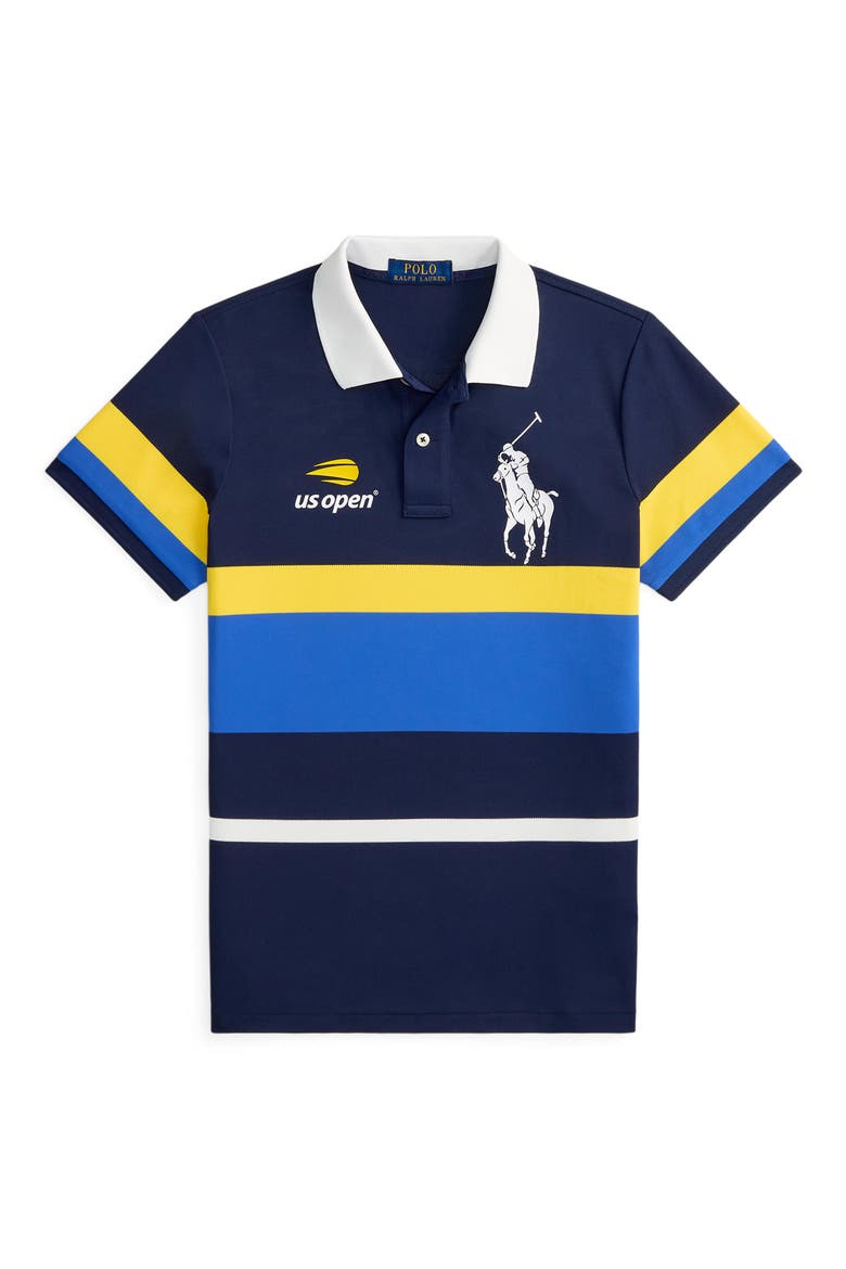 US Open Stripe Piqué Polo, Alternate, color, BLUE MULTI
