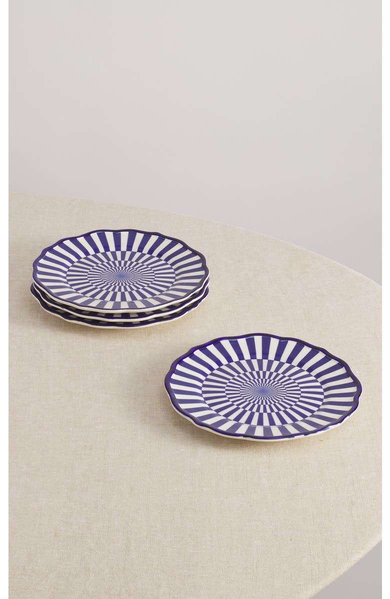 Maison Madison Home Riviera 9'' Dessert Plate Set of 4, Main, color, Blue/Geometric