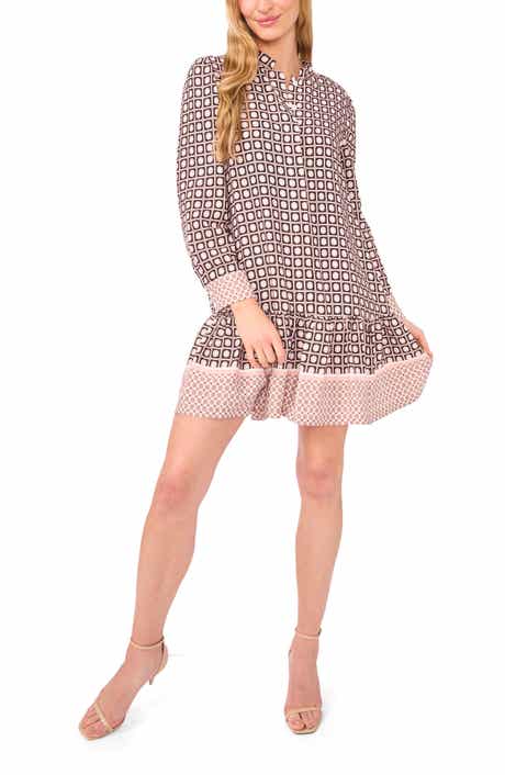 Sabrina Mixed Scarf Print Long Sleeve Dress