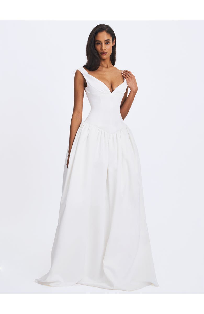 Miss Circle Siena Satin Sweetheart Wedding Gown, Alternate, color, White