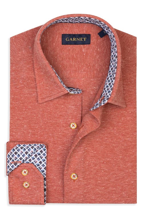 Studio Garnet Los Angeles Mélange Knit Button-down Shirt In Brown