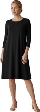 Jessica London Stretch Knit Three Quarter Sleeve T Shirt Dress