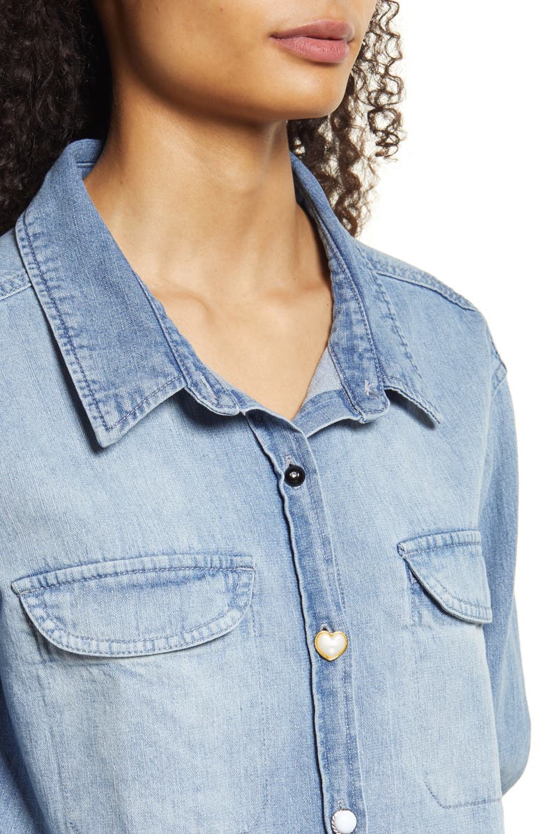 Wit & Wisdom Frayed Hem Denim Shirt Jacket, Alternate, color,