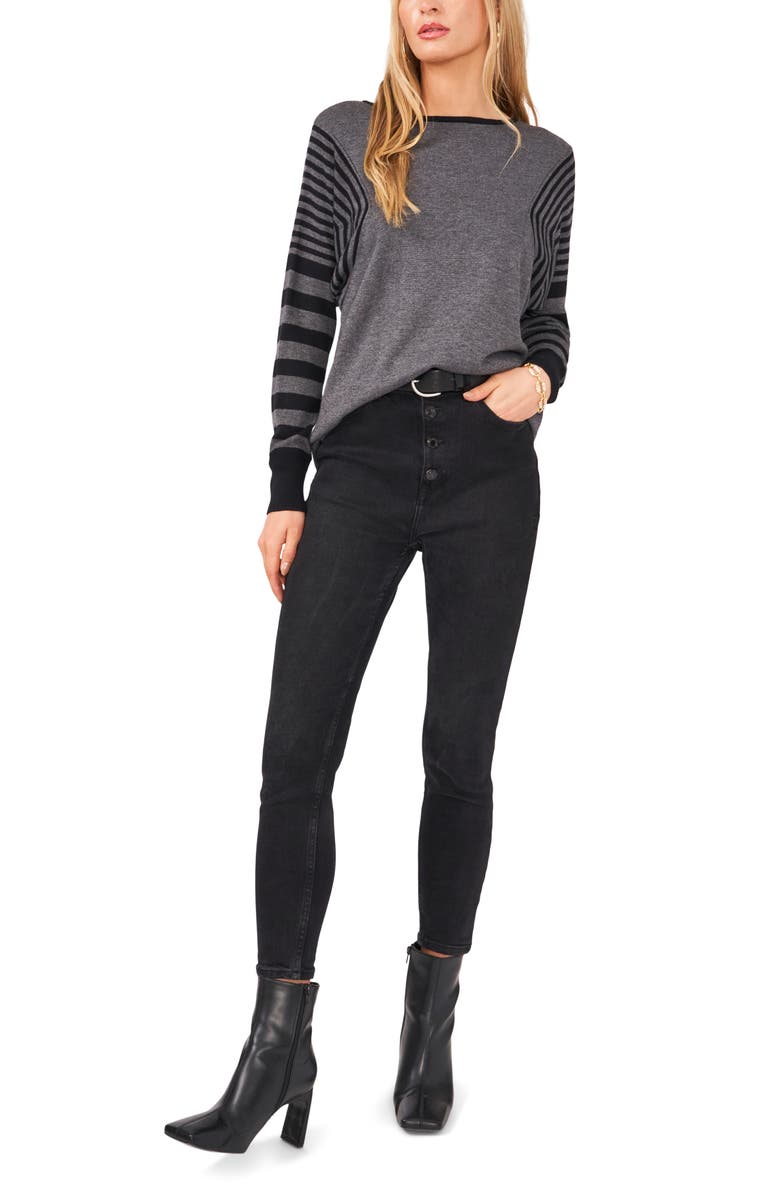 Vince Camuto Stripe Sleeve Sweater, Alternate, color,