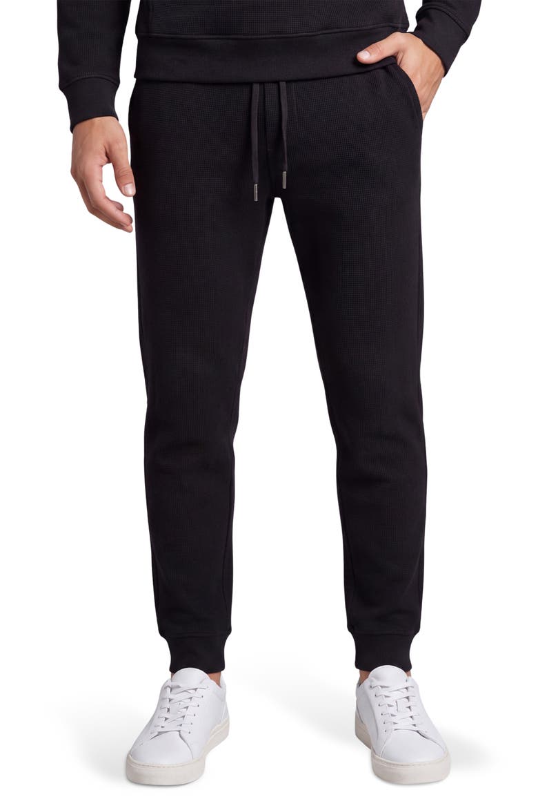 Textured Waffle Knit Jogger Pants, Main, color, BLACK