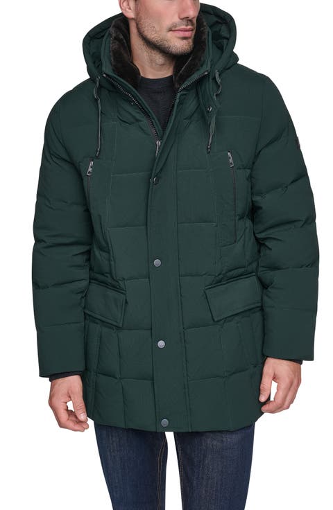 Down & Feather Fill Parka with Faux Fur Trim Hood