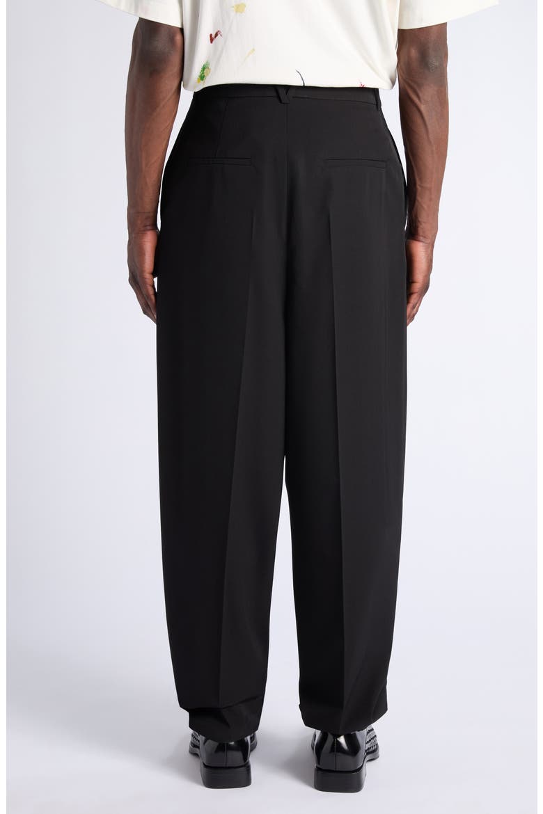 Black Wool Twill Wide Leg Trousers, Alternate, color, 1010 DOUBLE BLACK