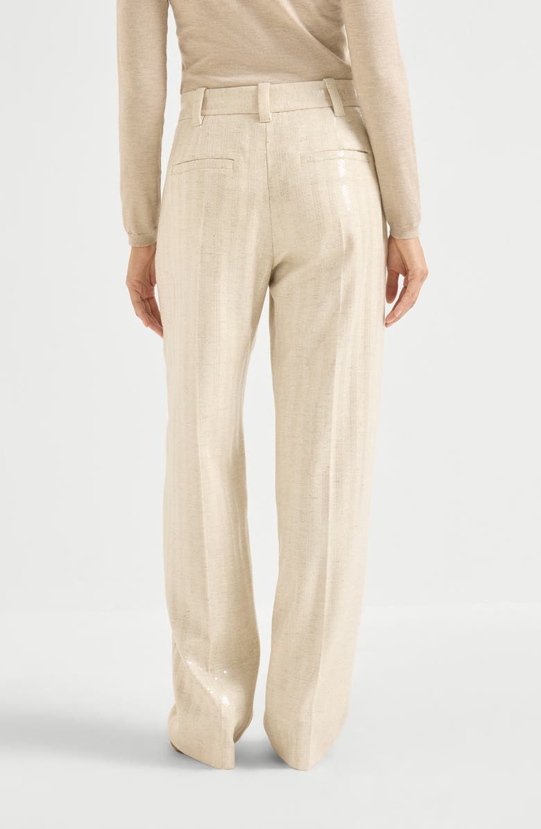 Brunello Cucinelli Dazzling chevron trousers, Alternate, color, Buff