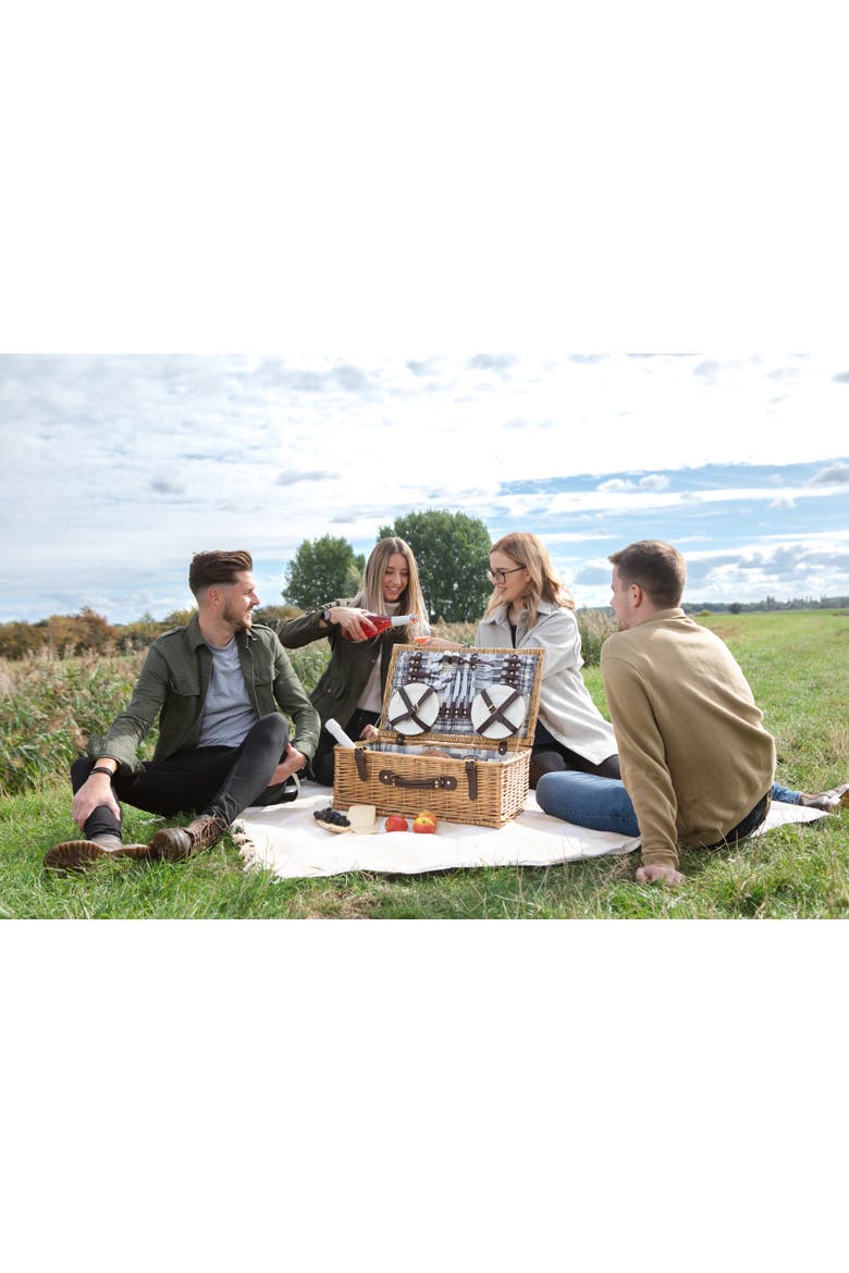 Newbury Picnic Basket, Alternate, color, Navy Blue Burgundy Plaid
